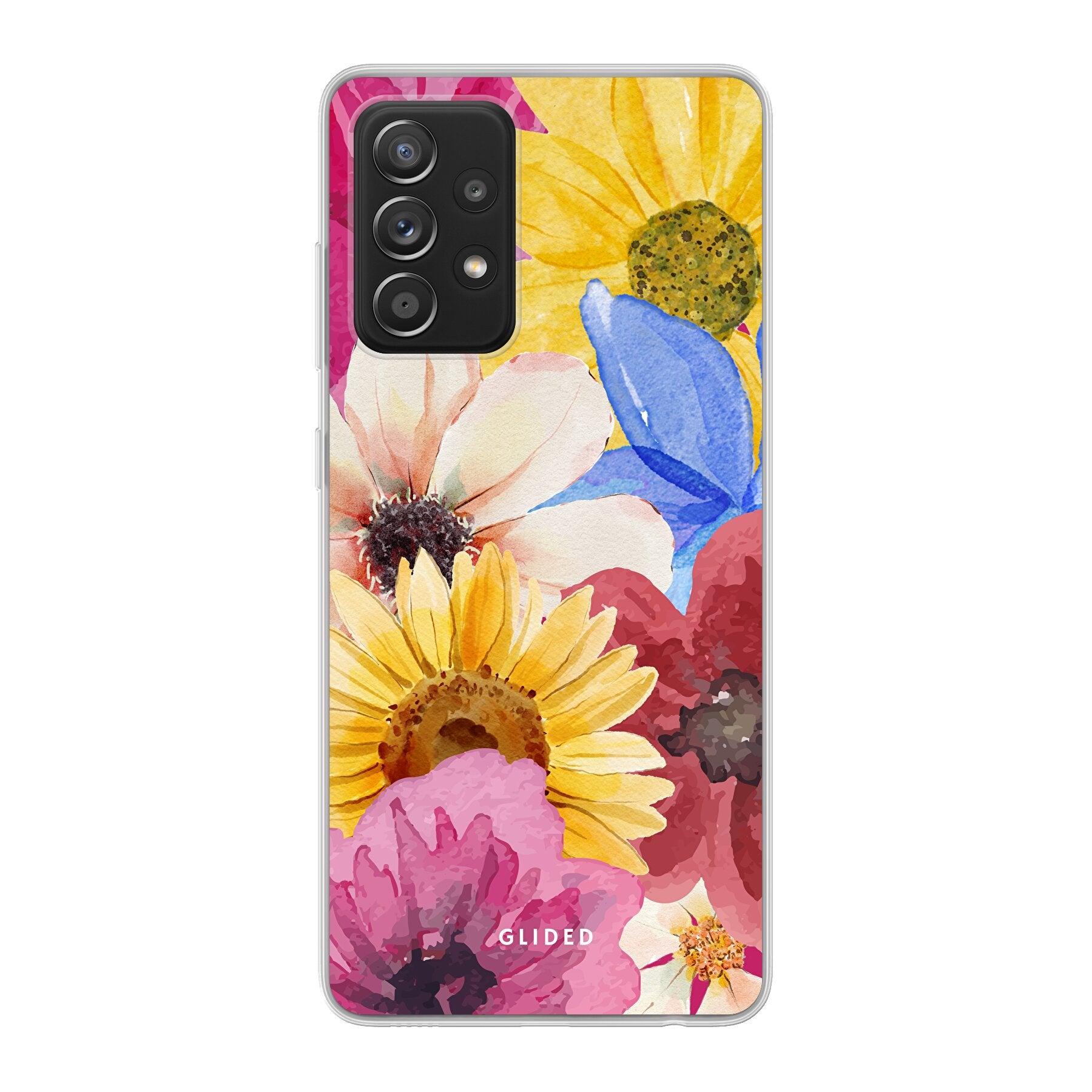 Bouquet Handyhülle für Samsung Galaxy A52 mit bunten Blumenmotiven, die stilvollen Schutz bietet.